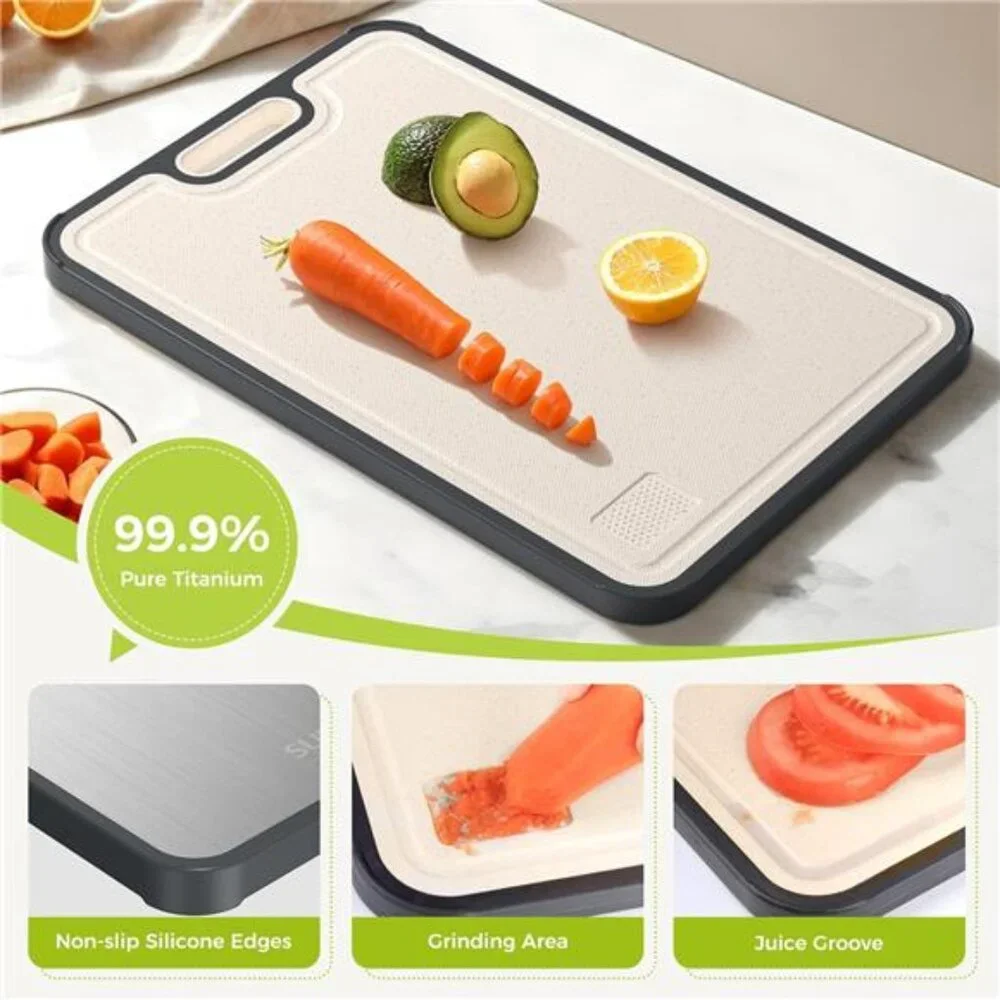 Titanium Cutting Board for Kitchen, Cutting Board Double Sided Food Grade, Pure